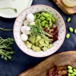 Healthy Edamame Bowl with Avocado, Mozzarella and Sun-Dried Tomatoes