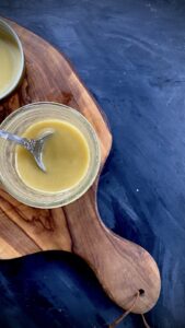 Creamy sesame tahini dressing with fresh lemon juice for an edamame avocado bowl.