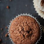 Homemade dark chocolate muffin made with melted chocolate