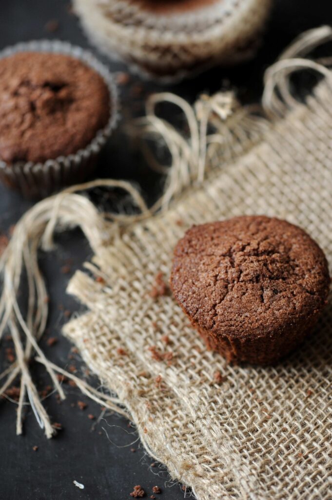 Dark chocolate muffins made with melted bittersweet chocolate