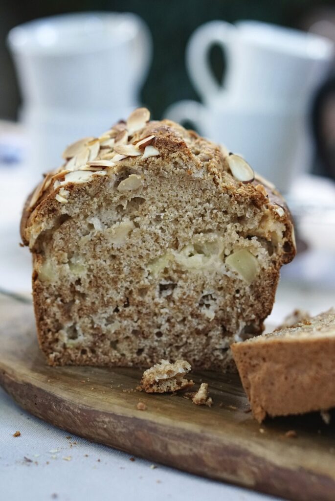 Homemade apple bread made with a blend of wheat and rice flour